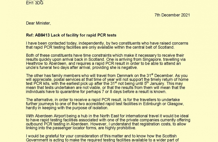 Concern Over Lack of Facility for Rapid PCR Tests