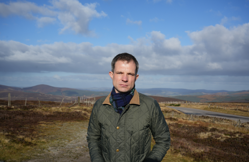 Andrew Bowie standing in a rural part of the constituency