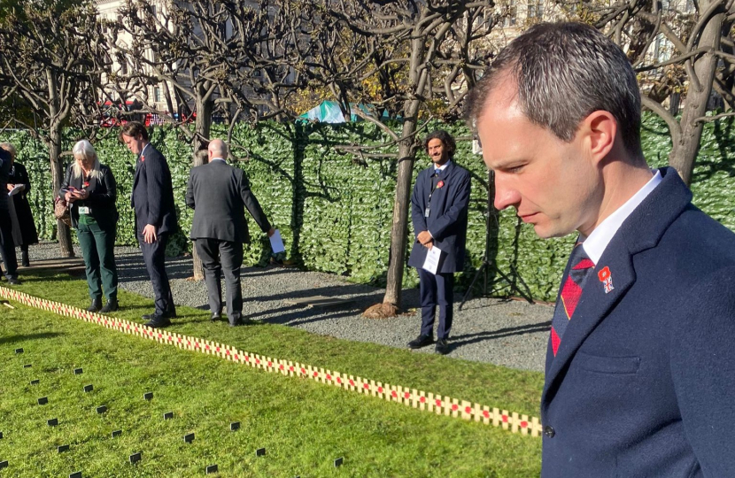 Andrew Bowie attending the Garden of Remembrance in Westminster